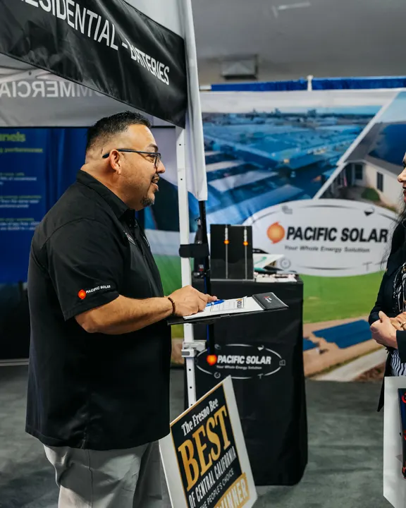 Conversation at the Pacific Solar stand